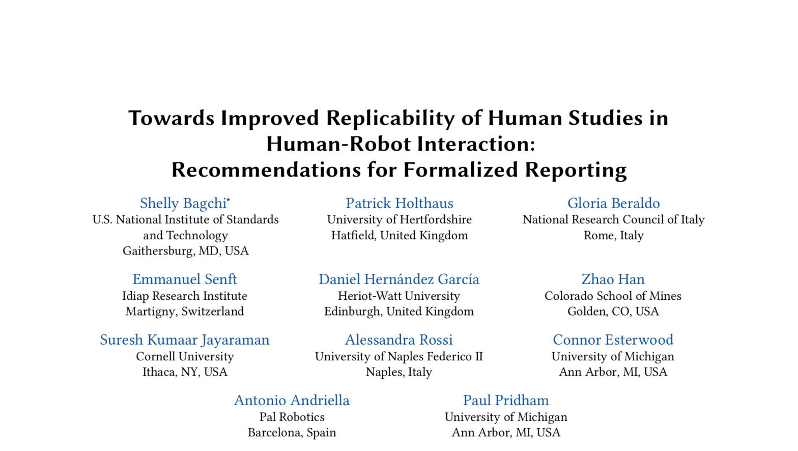 Towards Improved Replicability of Human Studies in Human Robot Interaction Recommendations for Formalized Reporting